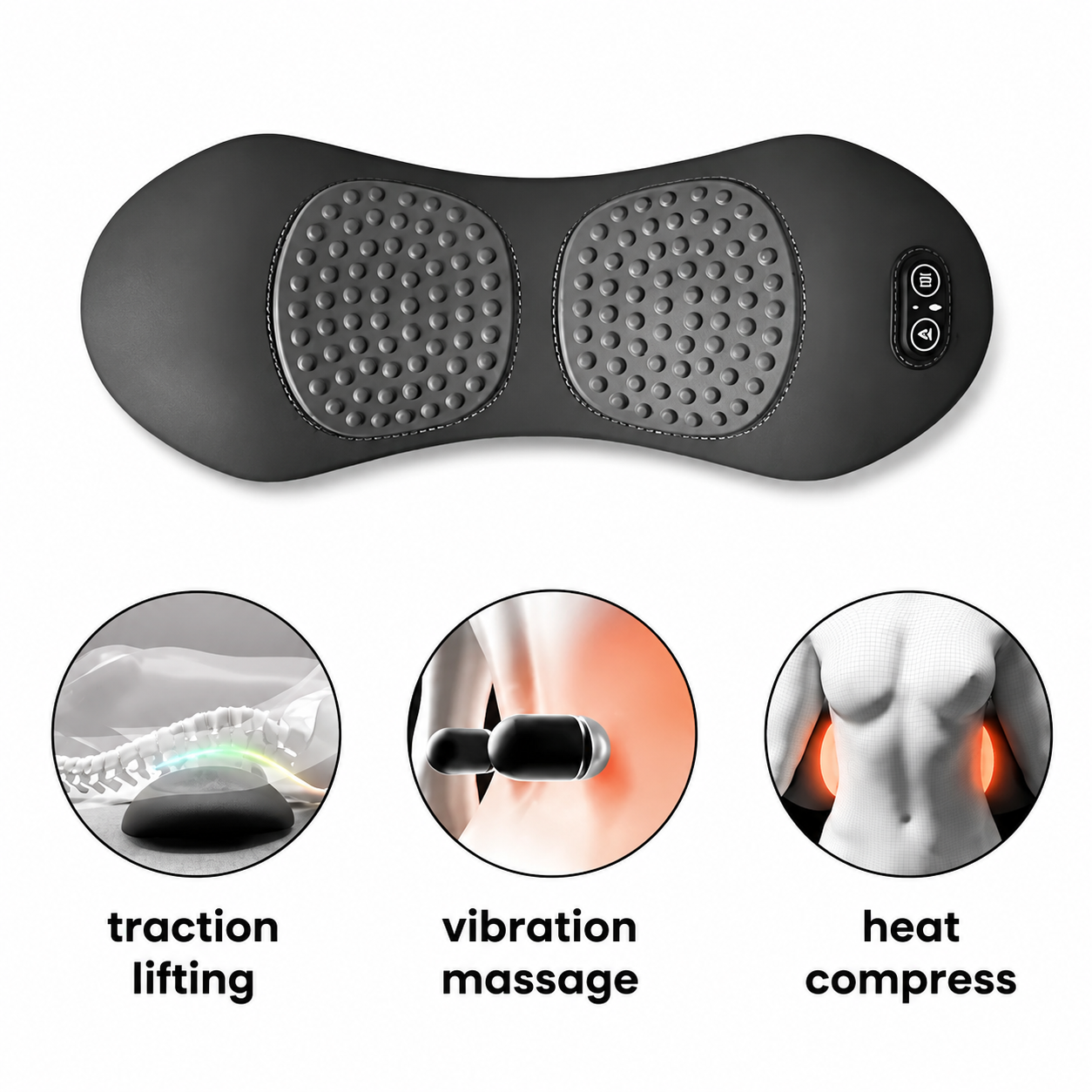 3-in-1 Back Massager With Heat Vibration for Back Pain Relief