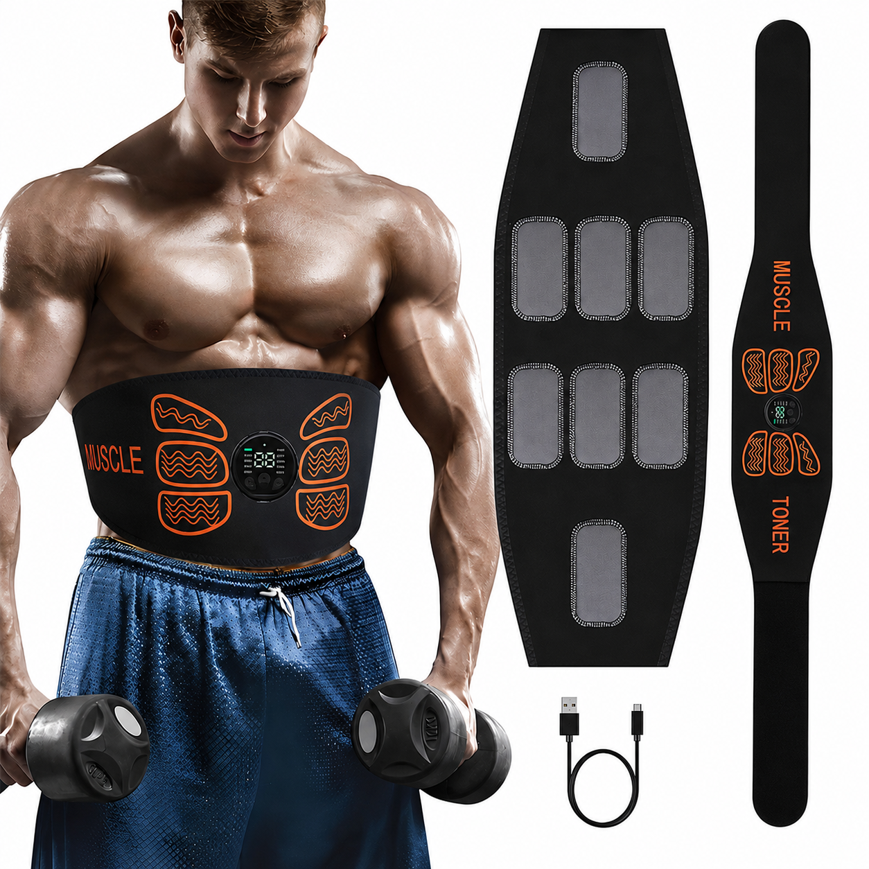 Electric Abdominal Muscle Stimulator, Belt Waist Trainer For Weight Loss and Fitness Massager